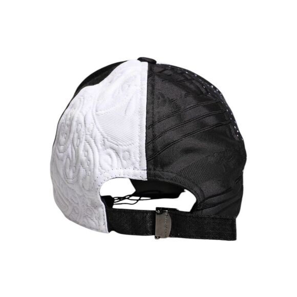 Dolce & Gabbana White Black Polka Dot Feathers Baseball Women's Cap